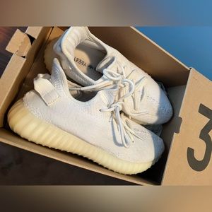 White Yeezy Sneakers in Box